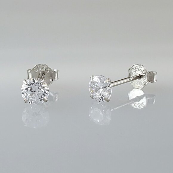 Mens Solid 925 Sterling Silver 1ct Diamond Stud Earrings Stamped Studs Jewelry